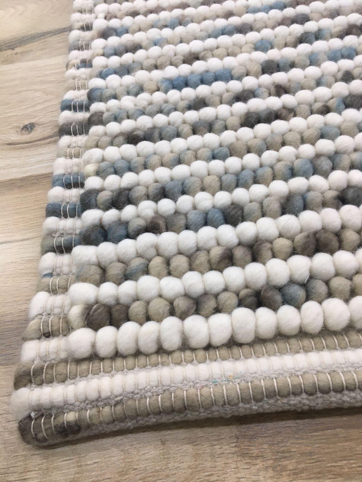 Handwoven Multicolor Wool Rug – Artisan Pebble Weave Area Rug – Natural Wool, Textured Finish, Handmade – Modern Boho Home Decor
