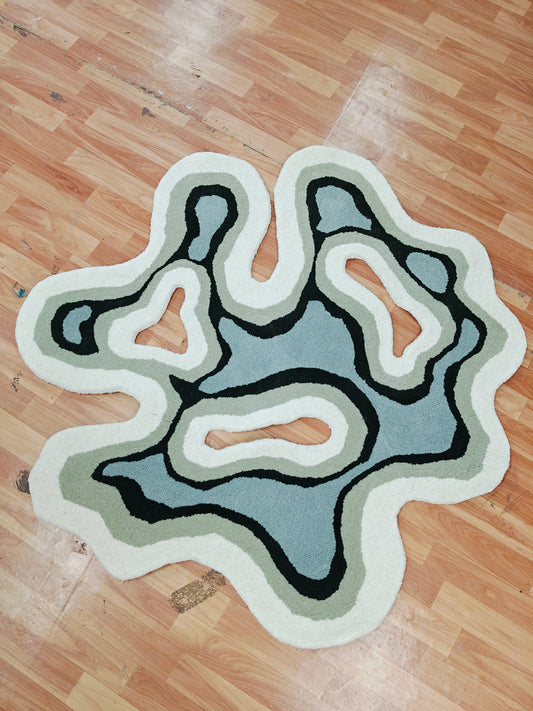 "Handmade Abstract Blob Rug – Modern Irregular Shaped Tufted Area Rug in Earthy Tones – Soft, Artistic Statement Piece for Living Room or Bedroom"