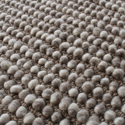 "Sahara Pebble Weave Wool Rug – Handwoven Minimalist Texture in Taupe & Ivory"