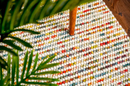 Handcrafted Multicolor Felted Wool Pebble Rug – Luxurious Artisan-Made Carpet with Soft Textured Surface in Vibrant Rainbow Tones for Modern or Bohemian Interiors